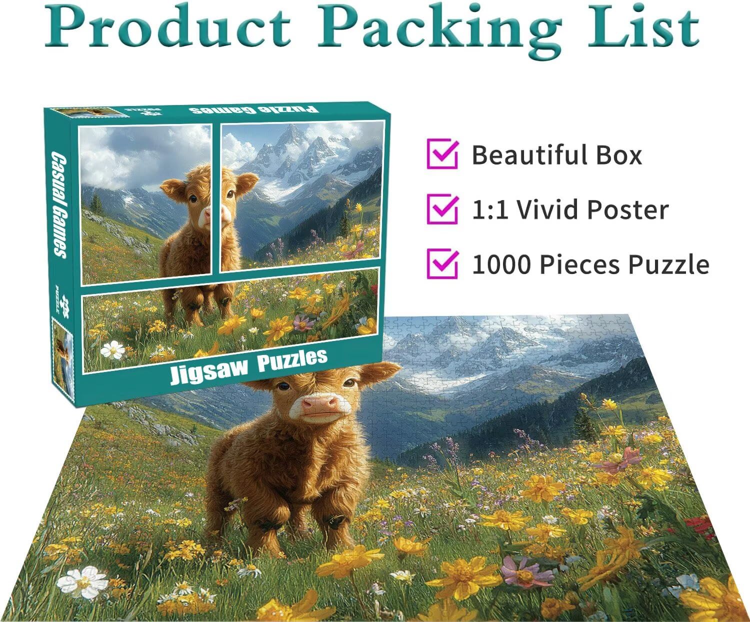 Puzzle Erwachsene 2000 Teile Ochse Landschaft Educa Jigsaw für Kinder ab 8 Jahren Mädchen Jungen, Erwachsene Impossible Klassische Puzzles Schwer, Anspruchsvoll Spielspaß, Als Geschenke 70x99cm t-762