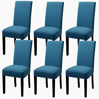 YISUN Fundas para silla elásticas, desmontables, lavables, asiento elástico, universal, juego de fundas para comedor, decoración de bodas, fiestas, banquetes (juego de 6 unidades), color azul claro