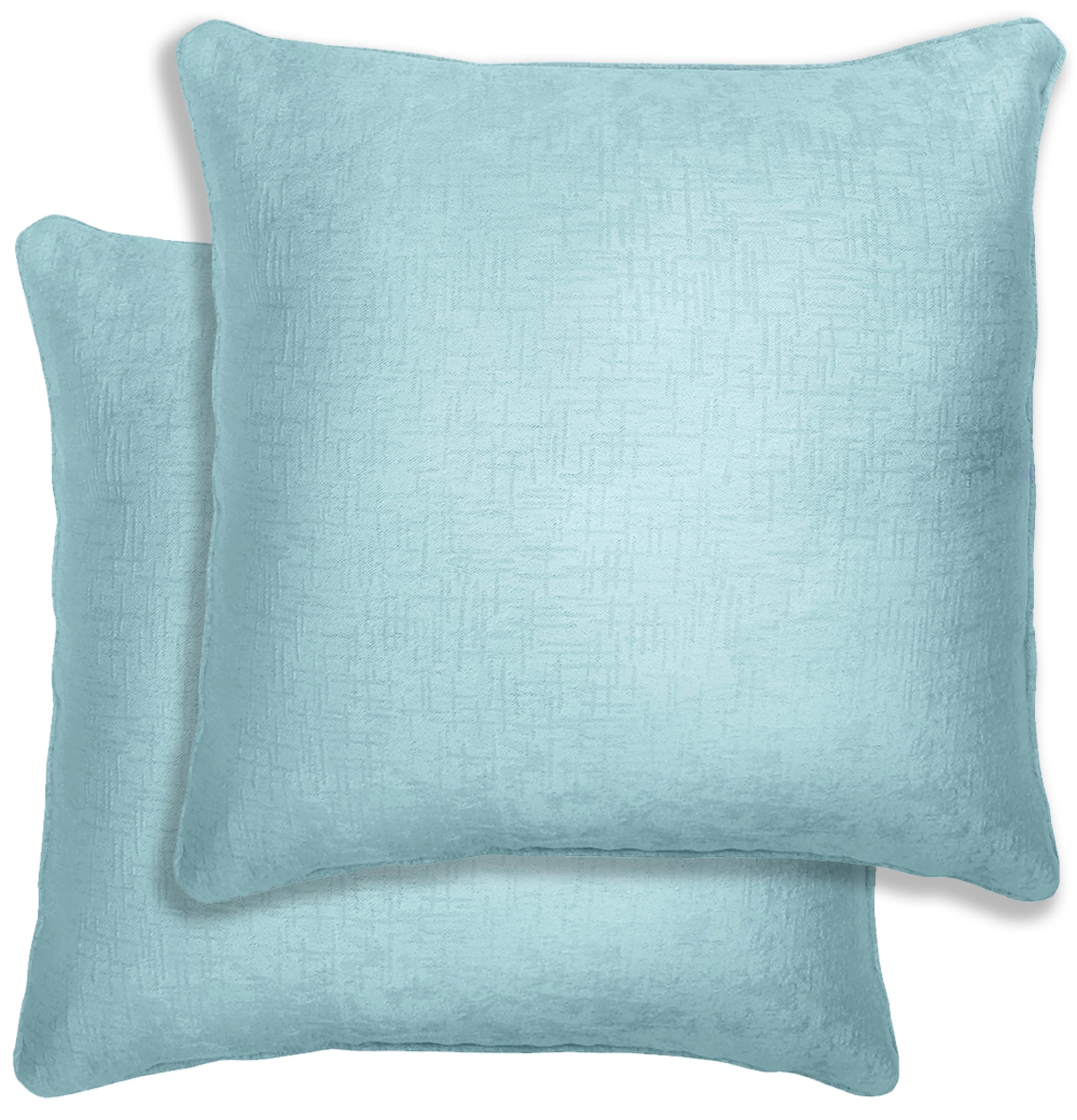 Enhanced Living Sky Blue Pair Of Vogue Embossed Design Cushion Covers 43X43cm – Plain Textured Design With Piped Edge – Double-Sided, Zip Opening – Covers Only, No Inserts