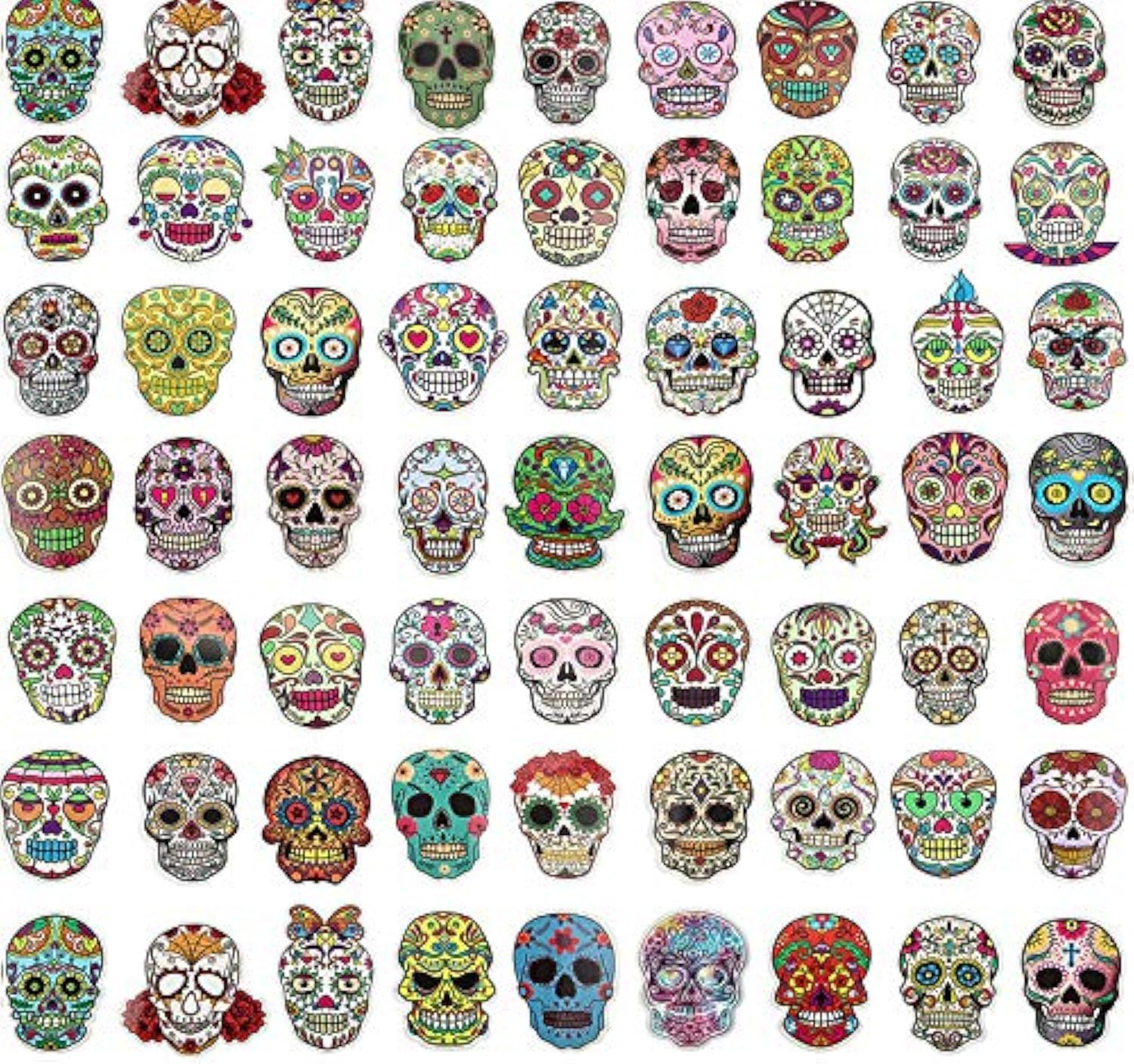 Autocollants tête de mort en sucre Dia de los Muertos x180 pour gourde