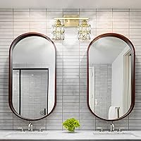 Vista 6 de Leading Lighting Aplique de pared de cristal de 2 luces con acabado de bronce cepillado, lámpara de pared de estilo moderno y conciso con pantalla