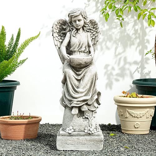 Miniatura 10 de Glitzhome GH50521 - Estatua religiosa de decoración de jardín de la Virgen María, 31 pulgadas, beige antiguo