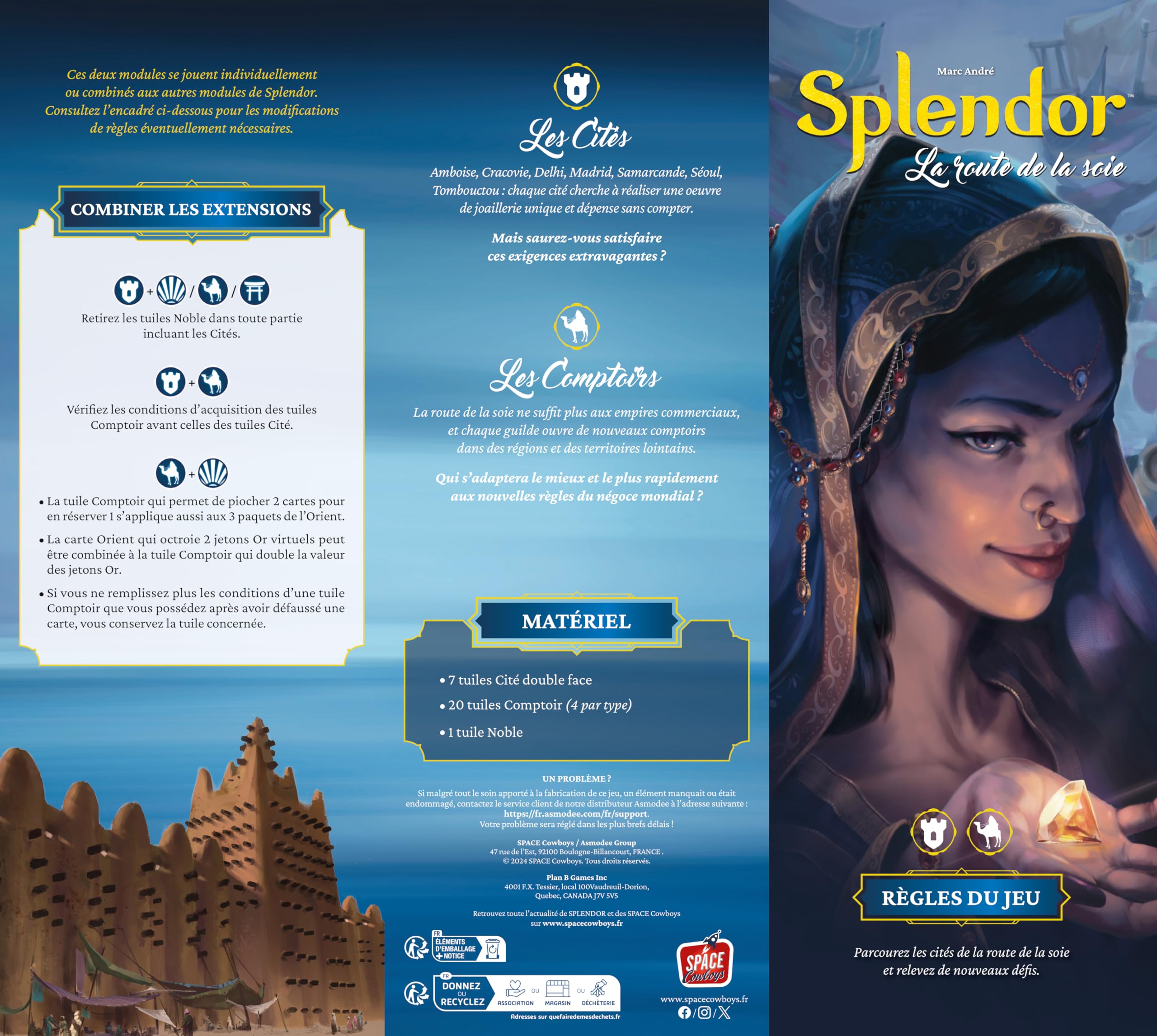 Splendor: Jedwabny Szlak (FR) - Rozszerzenie - Jeu de Cartes - Ponad 10-2 do 4 graczy - 30 do 45 min - Un jeu de Space Cowboys
