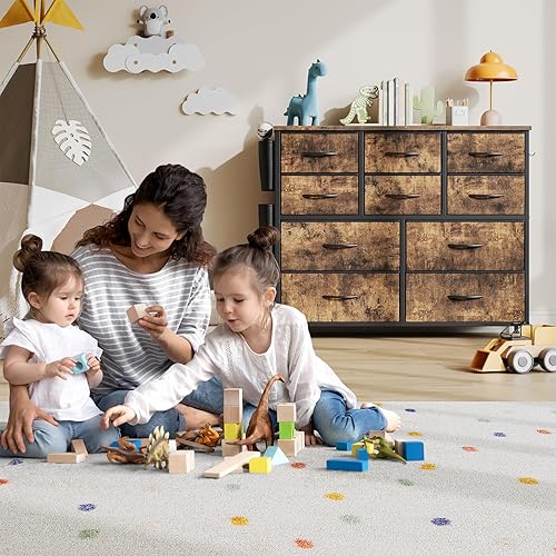 Miniatura 37 de Jojoka Cómoda para dormitorio con 12 cajones, aparadores y cómodas para pasillo, entrada, unidad organizadora de almacenamiento con tela, marco de