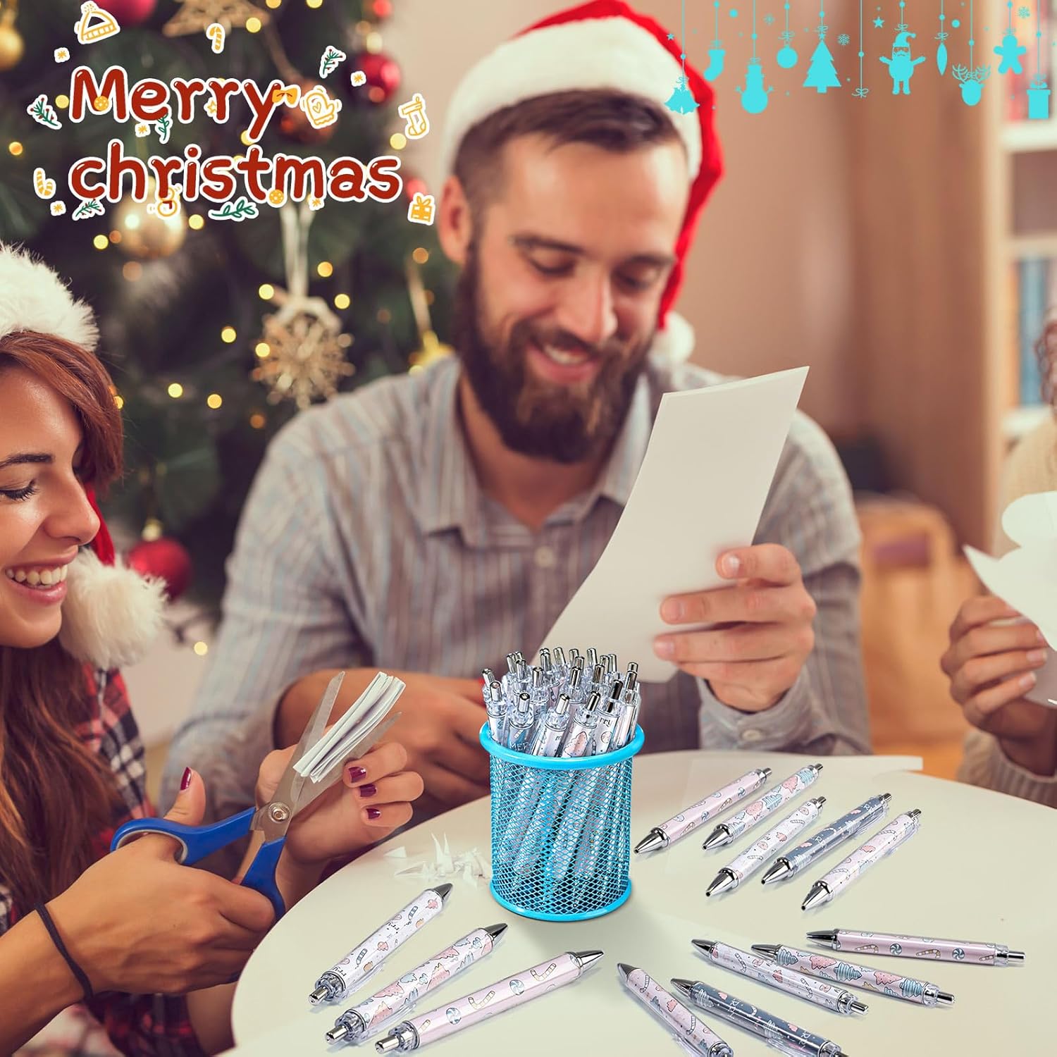 Motipuns 100 Pcs Christmas Ballpoint Pens Gift Bulk Cute Nutcracker Candy Santa Snowman Design Christmas Teacher Pens Gifts Bulk for Xmas Stuff Office Employees Coworkers Party Supplies(Candy)