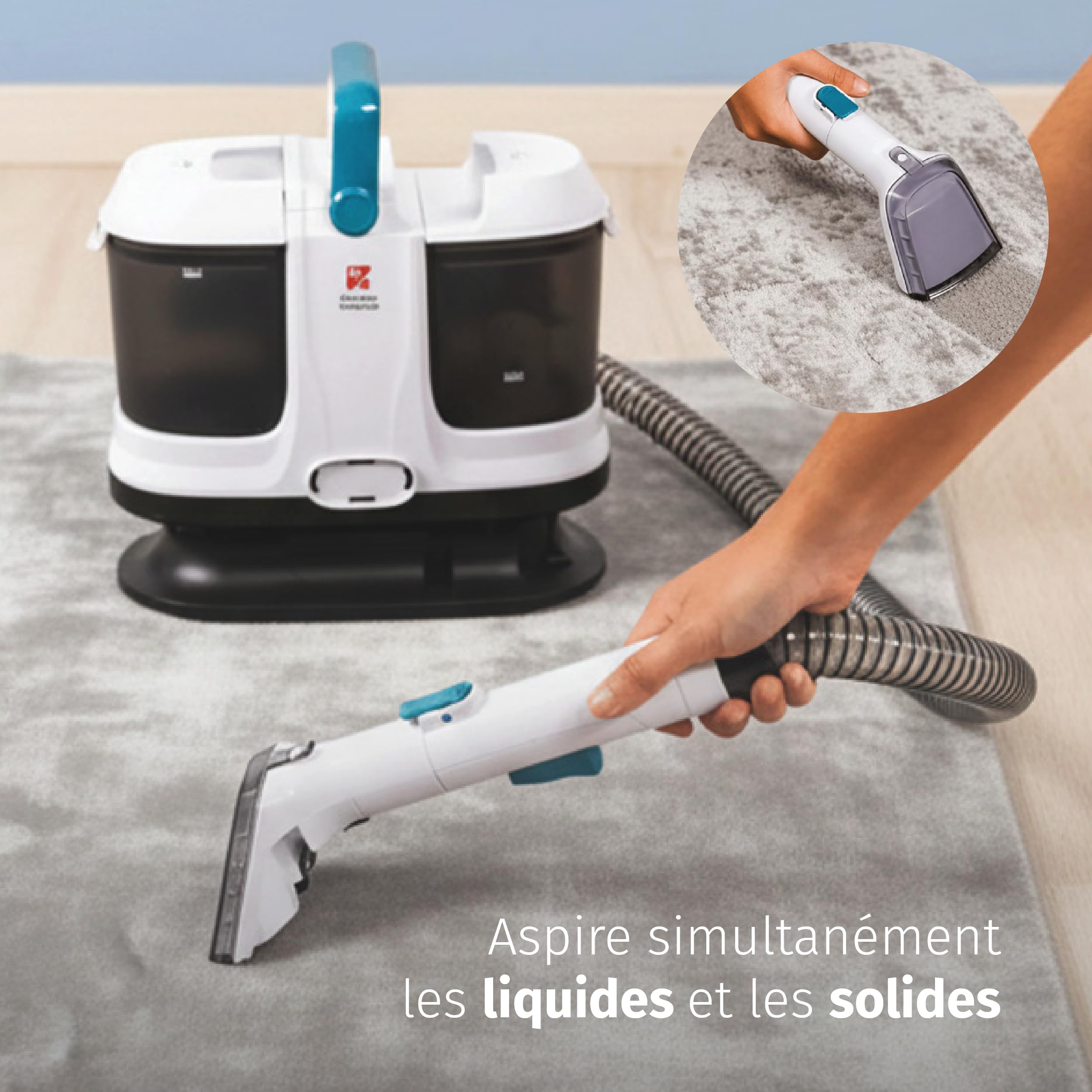 Di4 Aspiroclean Essenza 600, Aspirateur pour Tapisseries, Puissance 600W, pour Liquides et Solides, 15 kPa, Double Réservoir, Accessoires Inclus, Idéal pour Canapés, Tapis, Tapisseries et Voiture