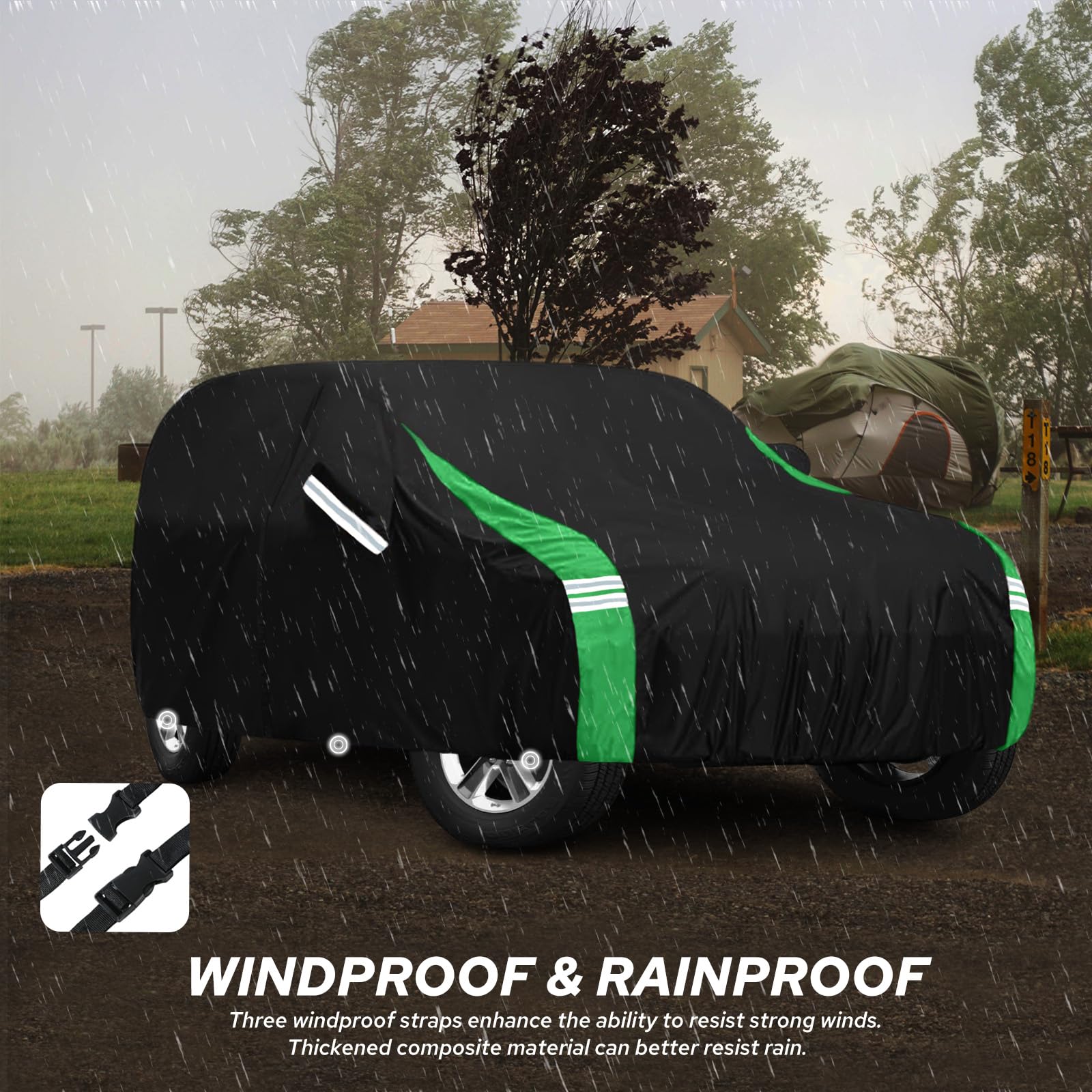 YoYolaur Car Cover Compatible with Jeep Wrangler Waterproof 4 Door Custom Fits for TJ YJ CJ JK JL — view 2