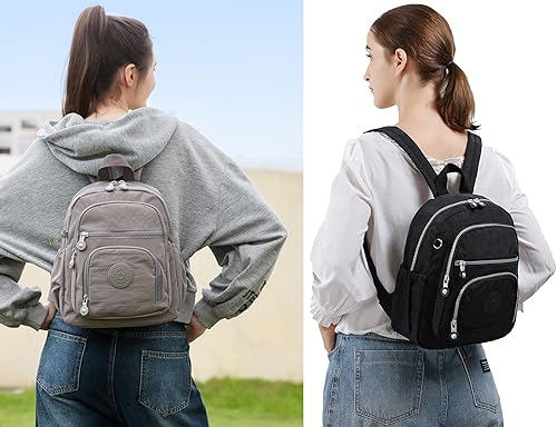 Miniatura 9 de Mini mochila impermeable de senderismo para laptop para mujeres y hombres, mochila de viaje, Marrón