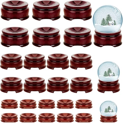 Taiyin 24 soportes esféricos de 3 tamaños para exhibición de cristal, base de cristal, soporte de cristal para bola de huevo de madera, soporte de