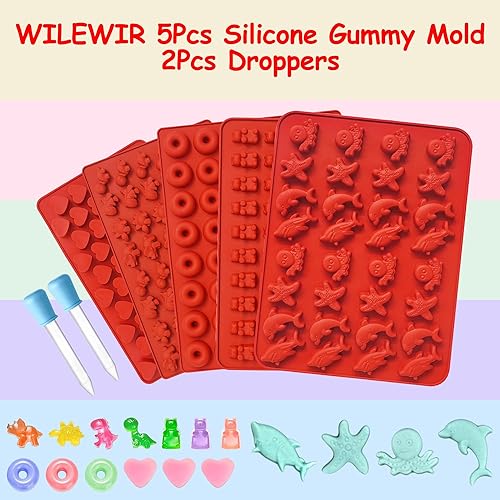 Miniatura 6 de Molde de goma de oso de silicona para gomitas de caramelo, 5 moldes de goma y chocolate con temática oceánica para niños, incluyendo mini oso,