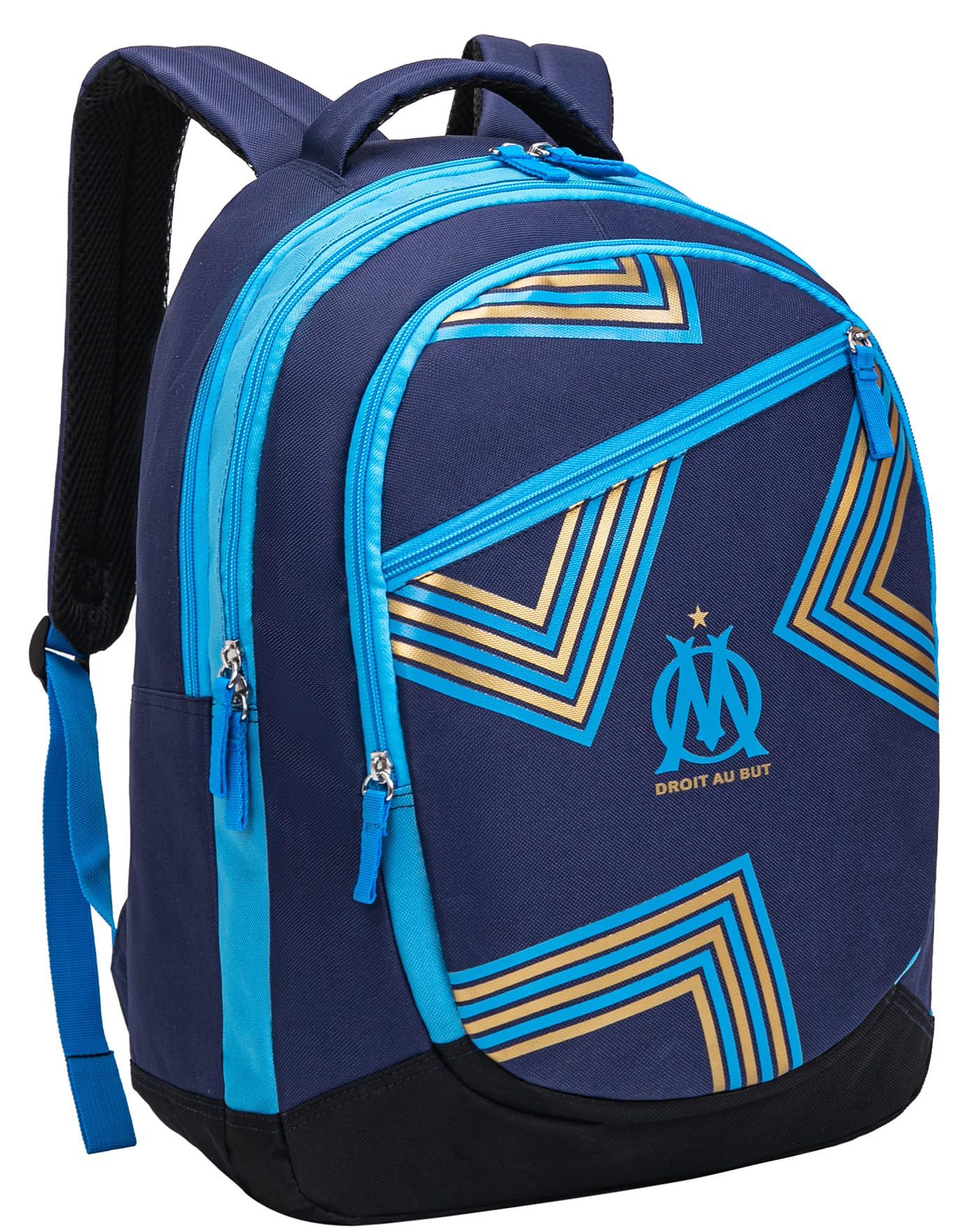 Olympique de Marsella - Mochila escolar con 3 compartimentos para colección oficial – azul, 32 x 45 x 16 cm, poliéster, unisex, Ligue 1, bandolera, mochila, azul, 32 x 45 x 16 cm
