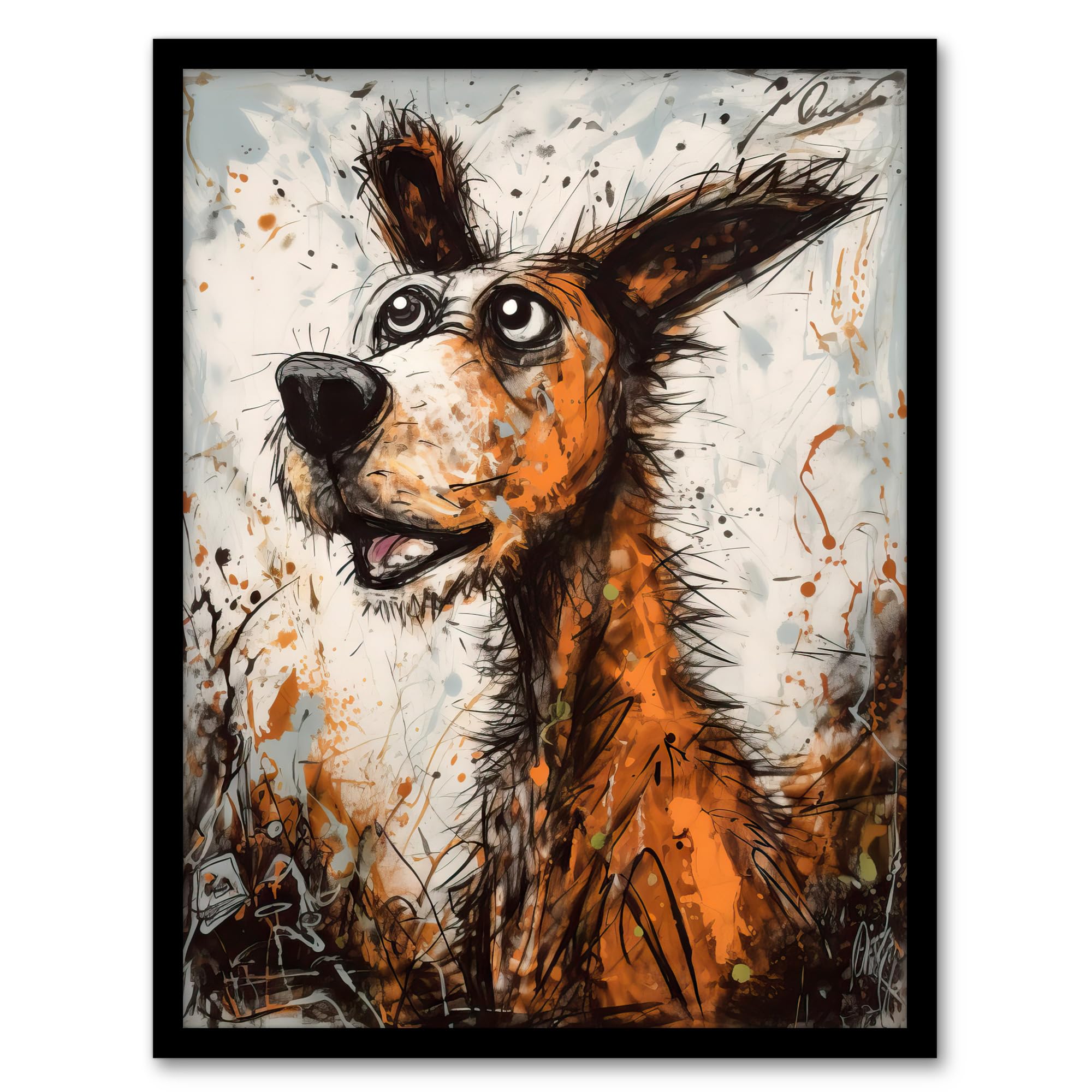 Artery8 The Master Calls Artwork Fun Dog Painting By Tom Jones Artwork Framed Wall Art Print A4