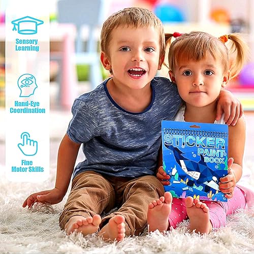 Miniatura 7 de Manualidades para niños de 4 a 8 años, calcomanías de números de pintura para niños, animales, vehículos oceánicos, insectos, libro de calcomanías