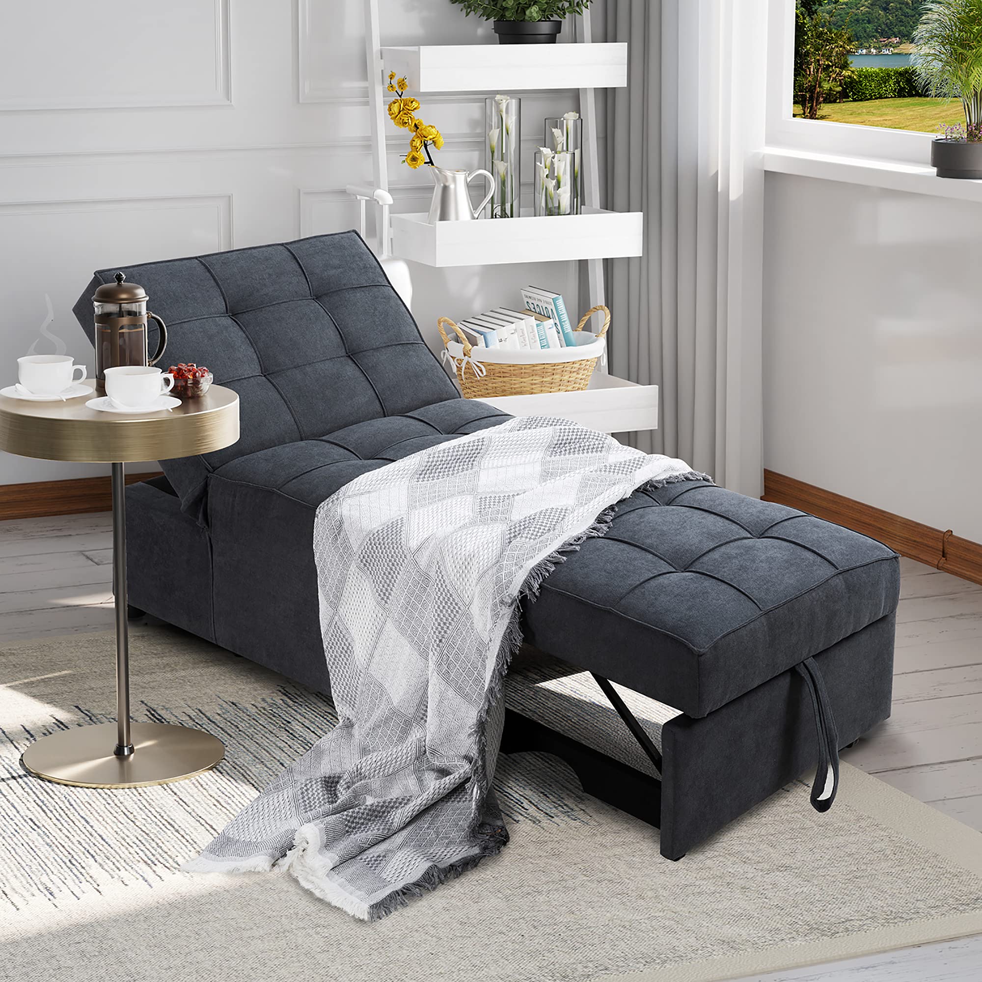 Meilocar Convertible Chair Sofa Bed, Pull Out Sleeper Chair, 4 in 1