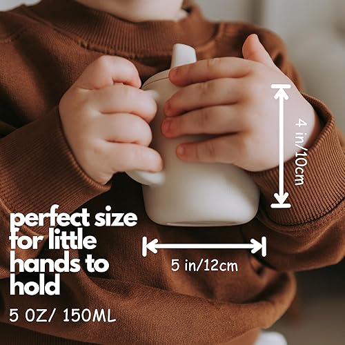 Miniatura 4 de KIDSco. Vaso de silicona para bebés de 6 meses + boquilla suave y asas irrompibles, fácil agarre para bebés de 6 a 12 meses y niños pequeños de 1 a