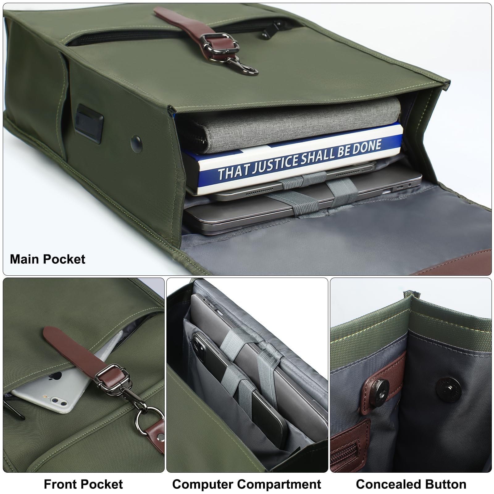 Zaino Porta PC Uomo Donna, Leggero Sottile Zaino Laptop | Computer Portatile 15,6 Pollici con porta USB Impermeabile Zaino Casual per Uffico Università Scuola Viaggio Business, Verde