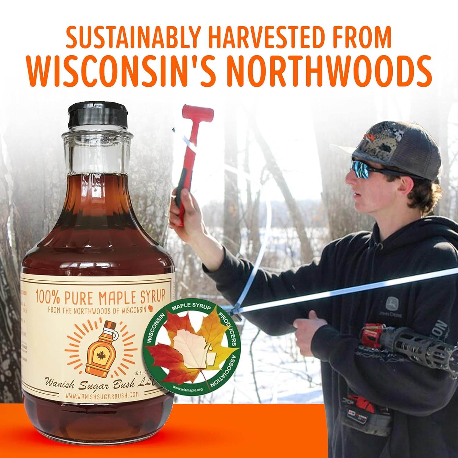 Wanish Sugar Bush | 100% Pure Maple Syrup | From the Northwoods of Wisconsin | 32 oz - Quart