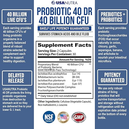 Miniatura 3 de Probióticos para mujeres y hombres 40 mil millones de UFC Probióticos vivos 20 veces más efectivos con Maktrek