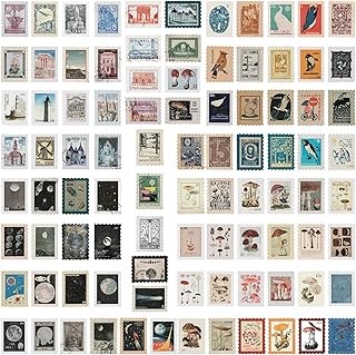 184 pcs Vintage Fake Postage Stamps Stickers, Adhesive Stickers for Scrapbooking, Decorative Travel Stickers for Notesbook, DIY Art Crafts, Planners, Diary - 4 Pack