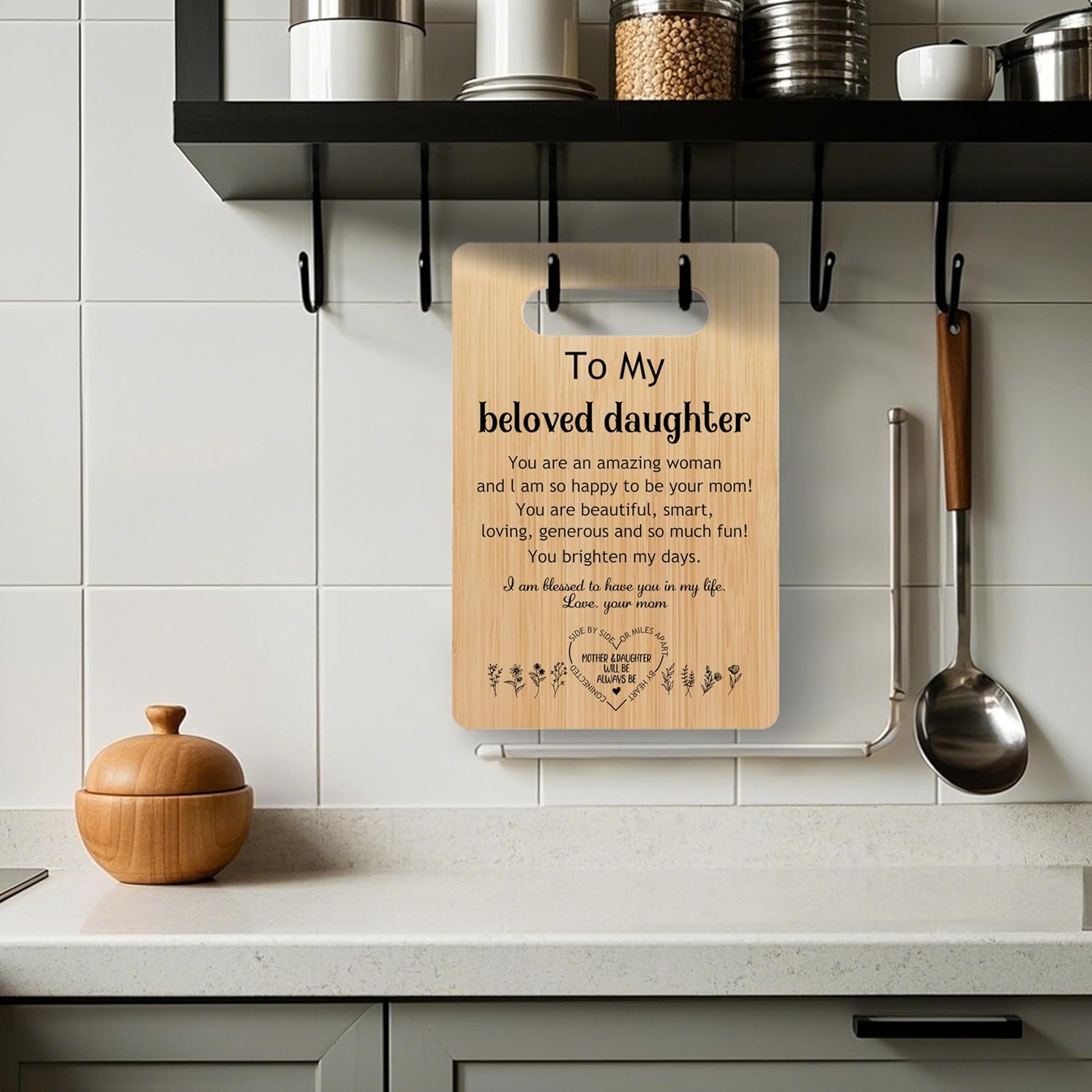 Gifts For Daughter, Recipe For A Special Bamboo Cutting Board Present, Mother's Day Birthday Christmas Gifts For Best Daughter From Mom, Home Kitchen Decorations, Wood Charcuterie Boards -56 - Image 5