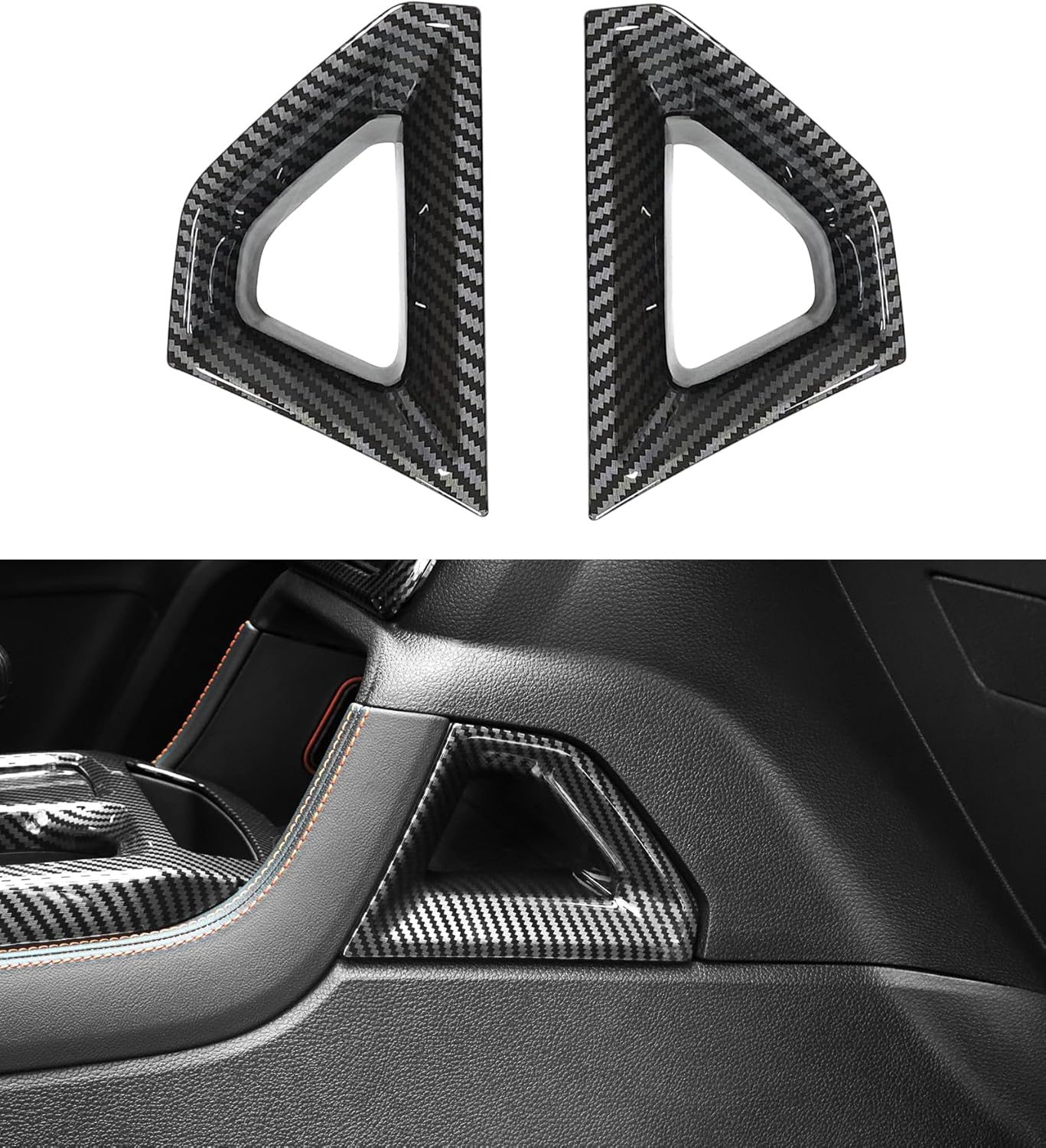 Floor Console Side Cover Trim Compatible with 2024 2025 2026 Ford Ranger XL XLT Lariat Raptor SuperCrew Truck, Center Console Side Gear Shift Trim Accessories (Carbon Fiber Look)