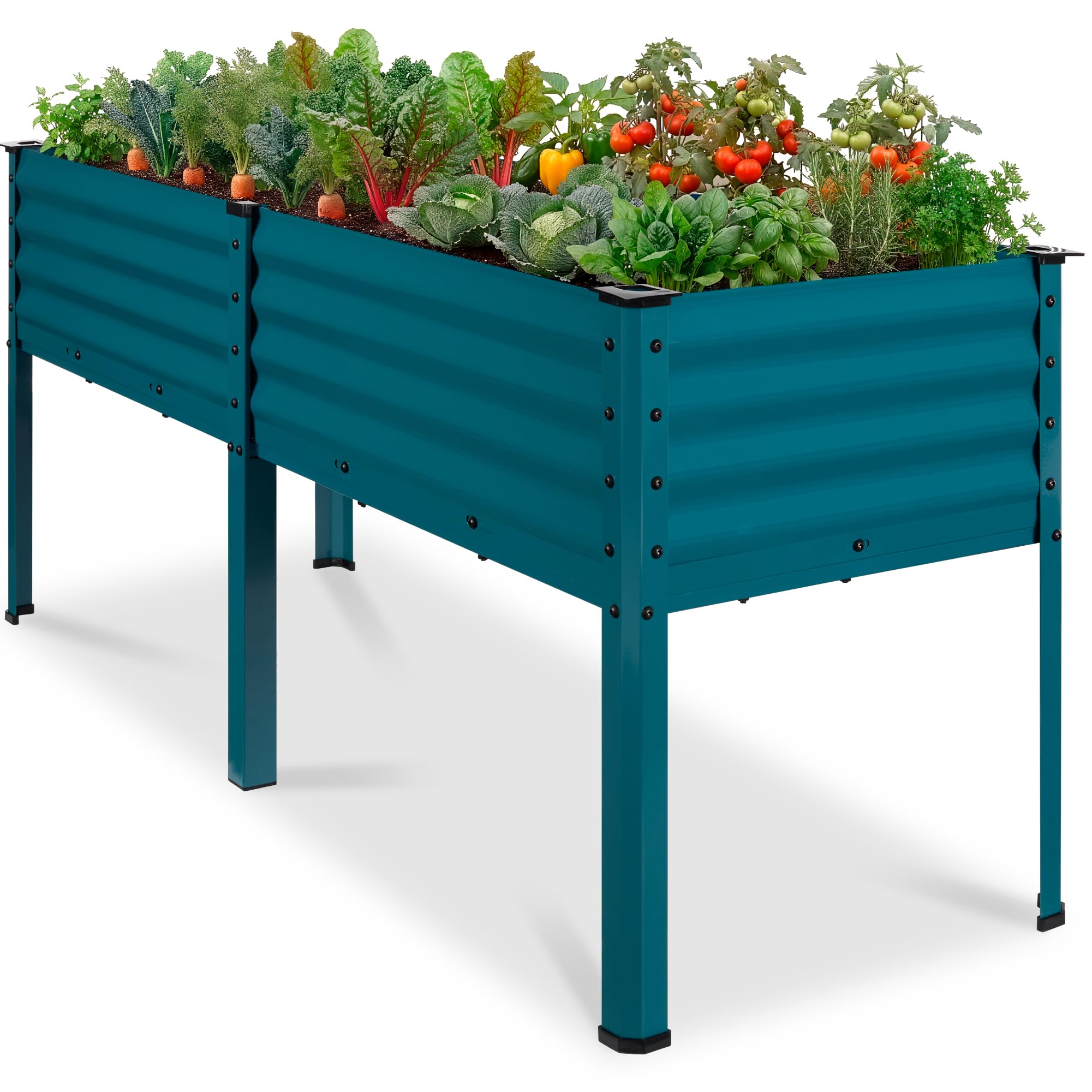 Best Choice Products 72x24x30in Non Toxic Galvanized Raised Garden Bed, Metal Elevated Planter Box, Vegetable Garden, 100% Non Toxic Material - Peacock Blue