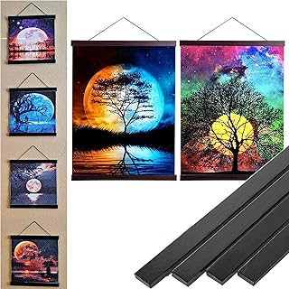 2 Pack Diamond Painting Frames 30x40 -Magnetic Poster Hanger Frame Wooden for Paintings Canvas Photo Paper Portraits Picture Artwork Maps Wall Art Posters Prints Wall Hanging Kit (2 x Black, 12")