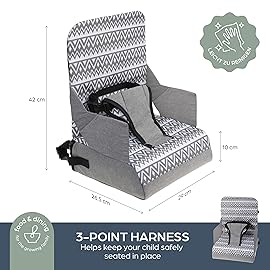 Dreambaby Grab N Go Travel Booster Seat - Portable Toddler High Chair for Dining (6M-5Y) with Storage & Shoulder Strap