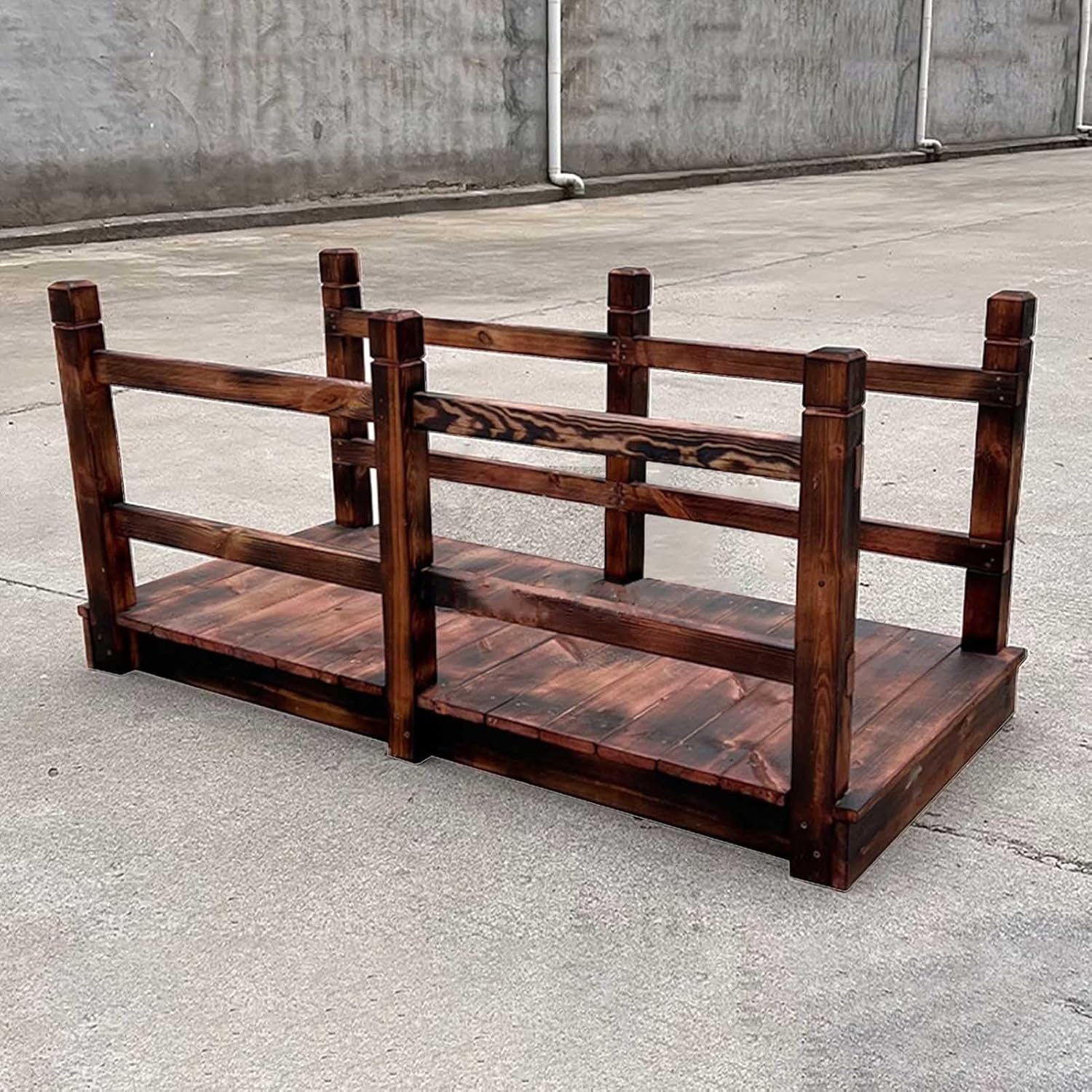 Wooden Garden Bridge, Flat Garden Bridge 150cm Long, Heavy Duty Pond Bridge Rectangle, Small Stream/Water Channel/Shed Footbridge Walkway, Easy to Assemble