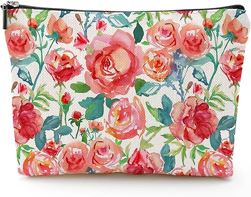 Bolsas de maquillaje de viaje para mujer, bolsa de cosméticos grande de lino, organizador de maquillaje, bolsas de tocador, bolsa de 10 x 7