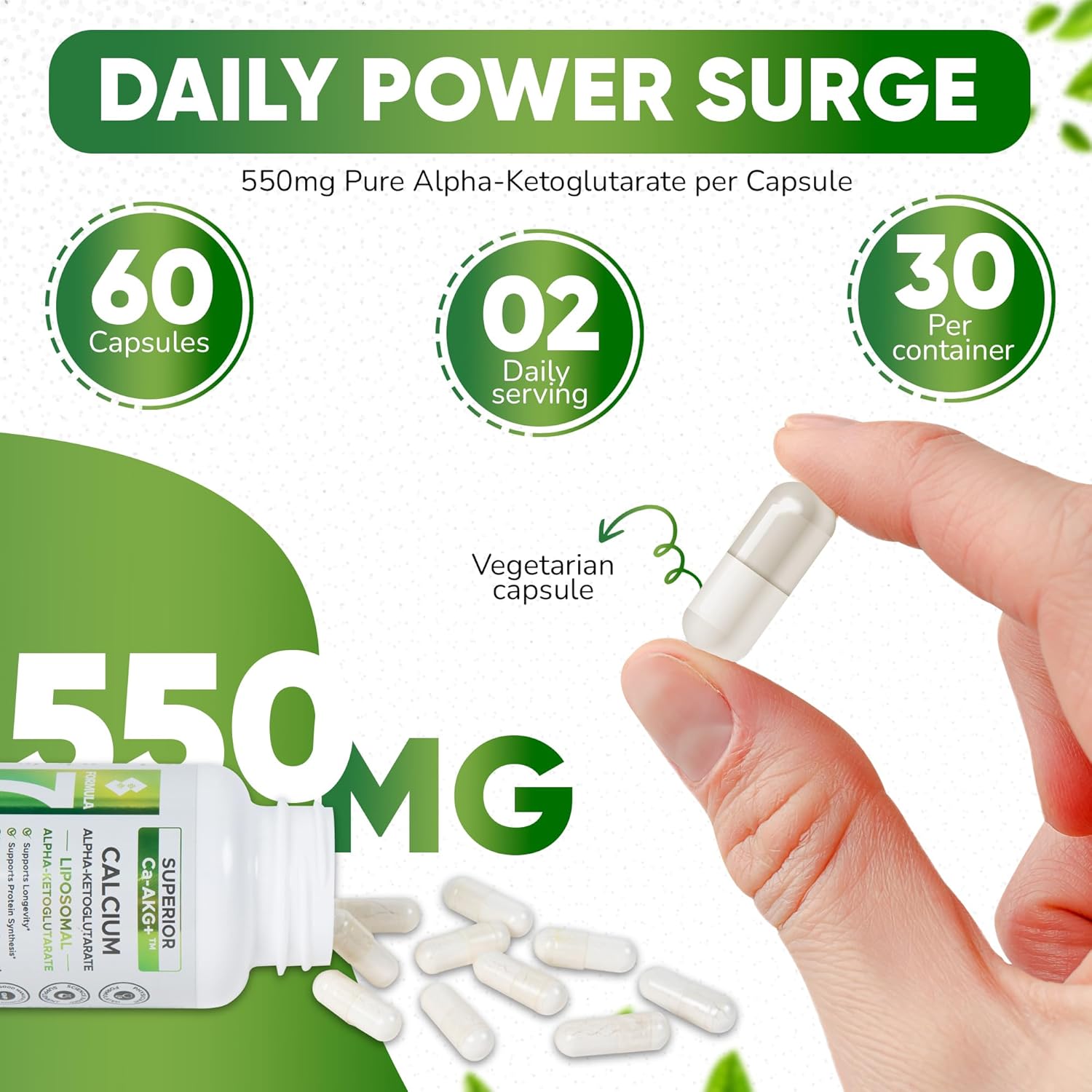 Superior Formulas Alpha-Ketoglutarate (AKG) 1100 mg Serving – Cellular Energy & Healthy Aging Support – Physician Formulated – Made in USA – 60 Vegetarian Capsules – Non GMO, Gluten Free - Image 7