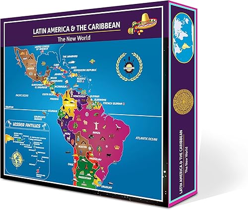 Rompecabezas de mapa de América Latina y el Caribe - Mapa de América del Sur - Rompecabezas-Historia educativa - Rompecabezas de 100 piezas - El