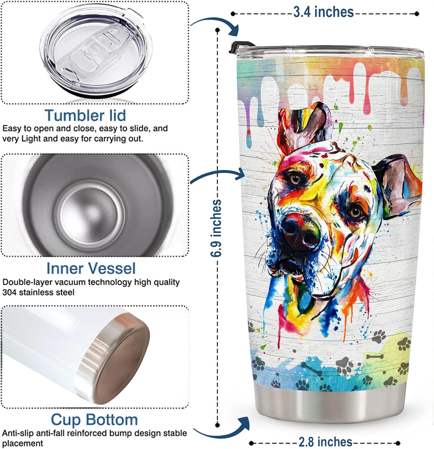 Gifts for Pitbull Lovers – Funny and Unique Gift for Pitbull Mom or Dad – Ideal Birthday, Christmas, Xmas Gifts for Dog Owners and Pet Lovers - Dog Tumbler 20Oz - Image 2