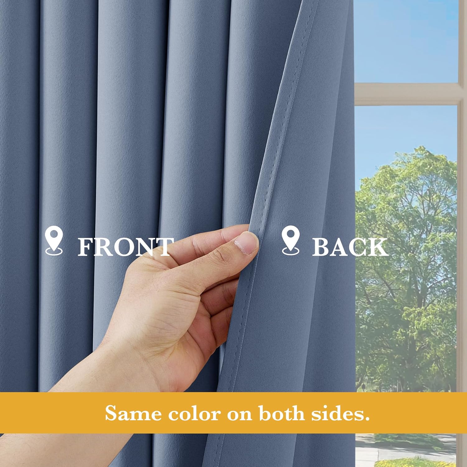 RYB HOME Blackout RV Curtains for Small Window, Thermal Insulated Curtain Tiers Short Blind for Kitchen/Living Room Energy Efficient, 52 Wide x 36 Long Each Panel, Stone Blue, Set of 2