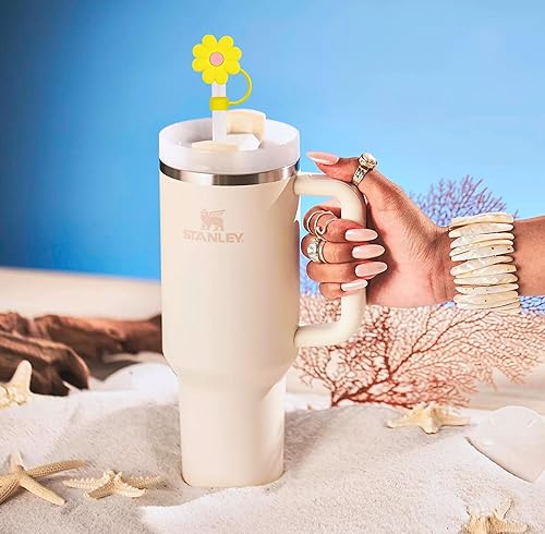 Miniatura 10 de Funda para popote de 0.394 pulgadas, 6 fundas para popote para taza Stanley, 40 onzas, 30 onzas, silicona de grado alimenticio, lindo oso de nube,