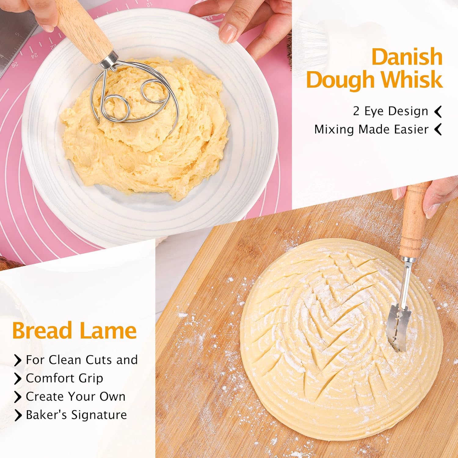 2 Pack 9 Inch Beige Rattan Proofing Baskets, No Chemicals, Made of Indonesian Rattan, Suitable for Bread, Sourdough, and Yeast Fermentation