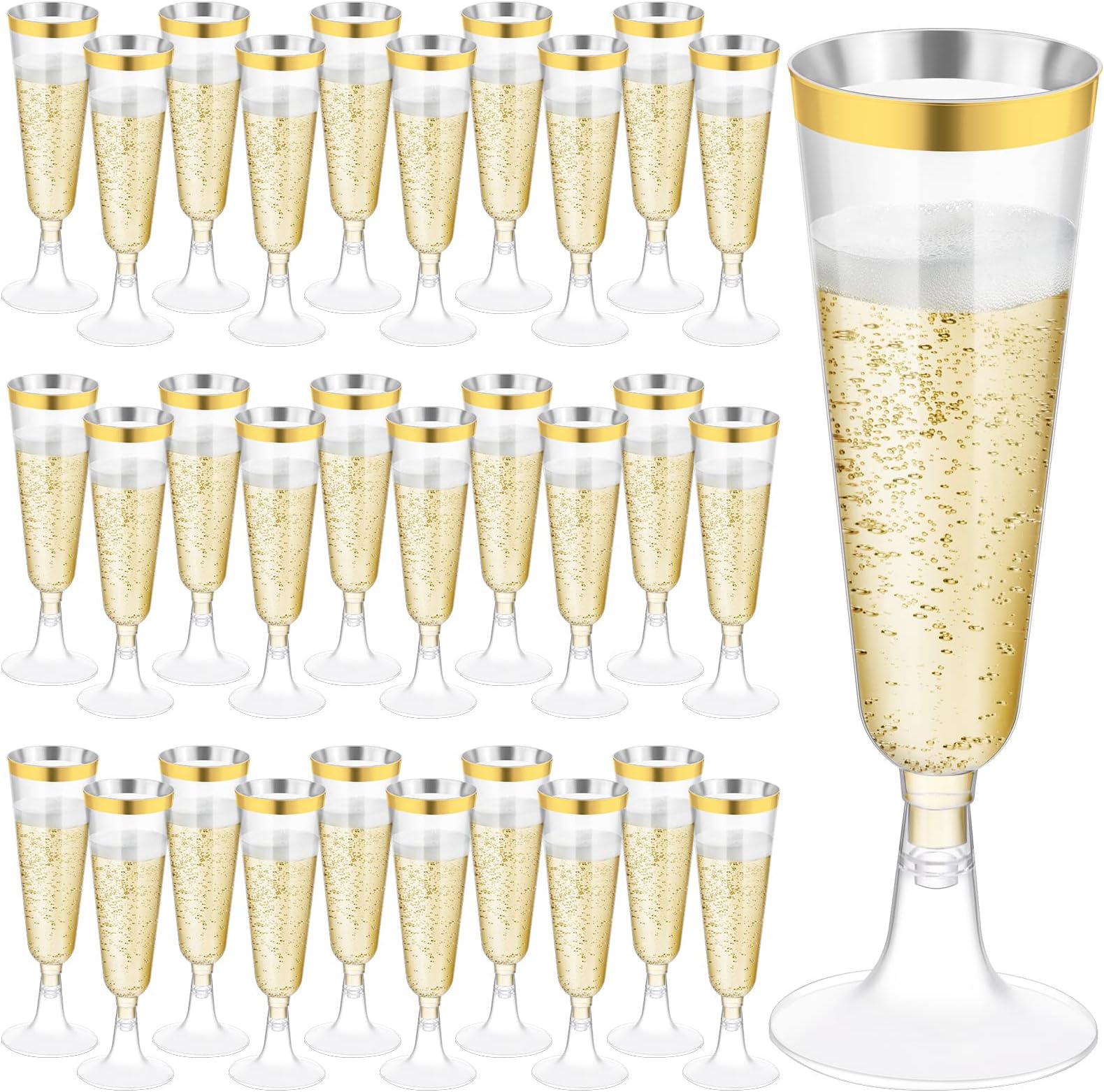Amazon.com: Prestee Clear Plastic Champagne Glasses - 100 Pieces ...