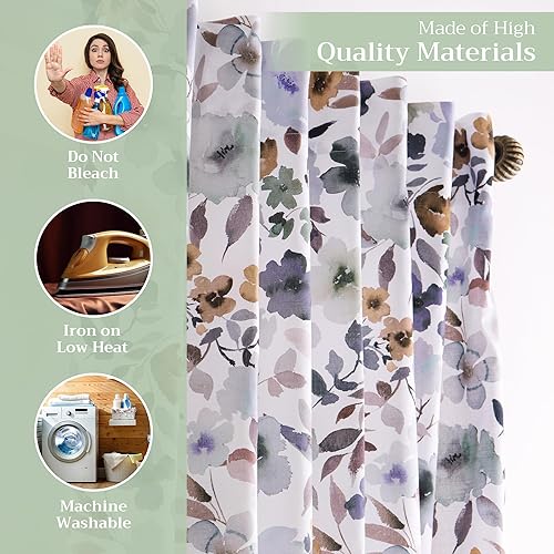 Miniatura 3 de Maison d Hermine - Cortinas 100% algodón - Cortinas traslúcidas para sala o dormitorio con jareta para cortinero y presillas - 1 panel, Blossom