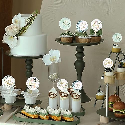 Miniatura 8 de Gyufise 36 piezas de decoración para cupcakes para baby shower, bosque dorado, selva, safari, decoración de cupcakes, revelación de género,