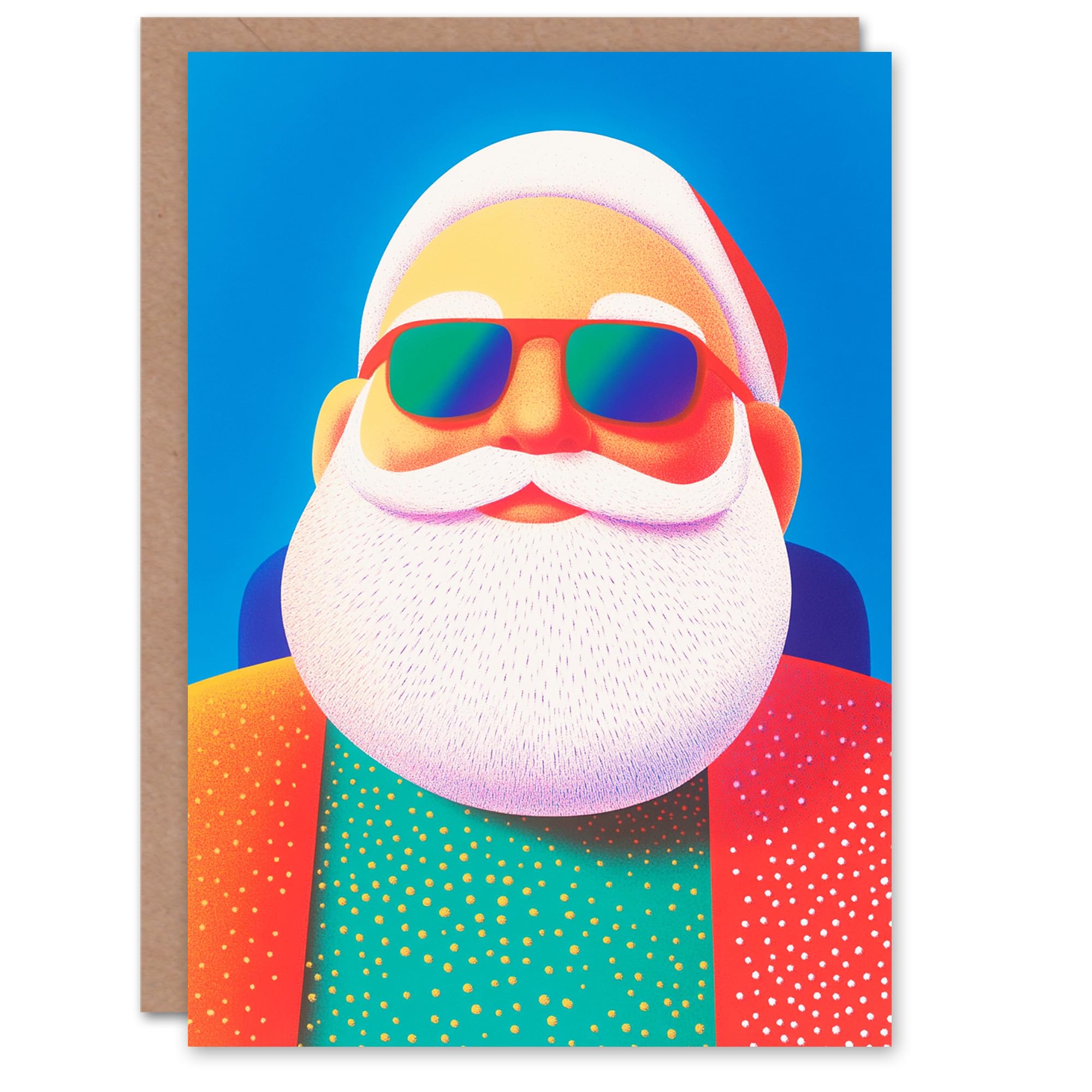 Wee Blue Coo Greeting Card Cool Santa Claus With Sunglasses Vibrant Pop Art Blank For Him Or Her Art Xmas Christmas Card