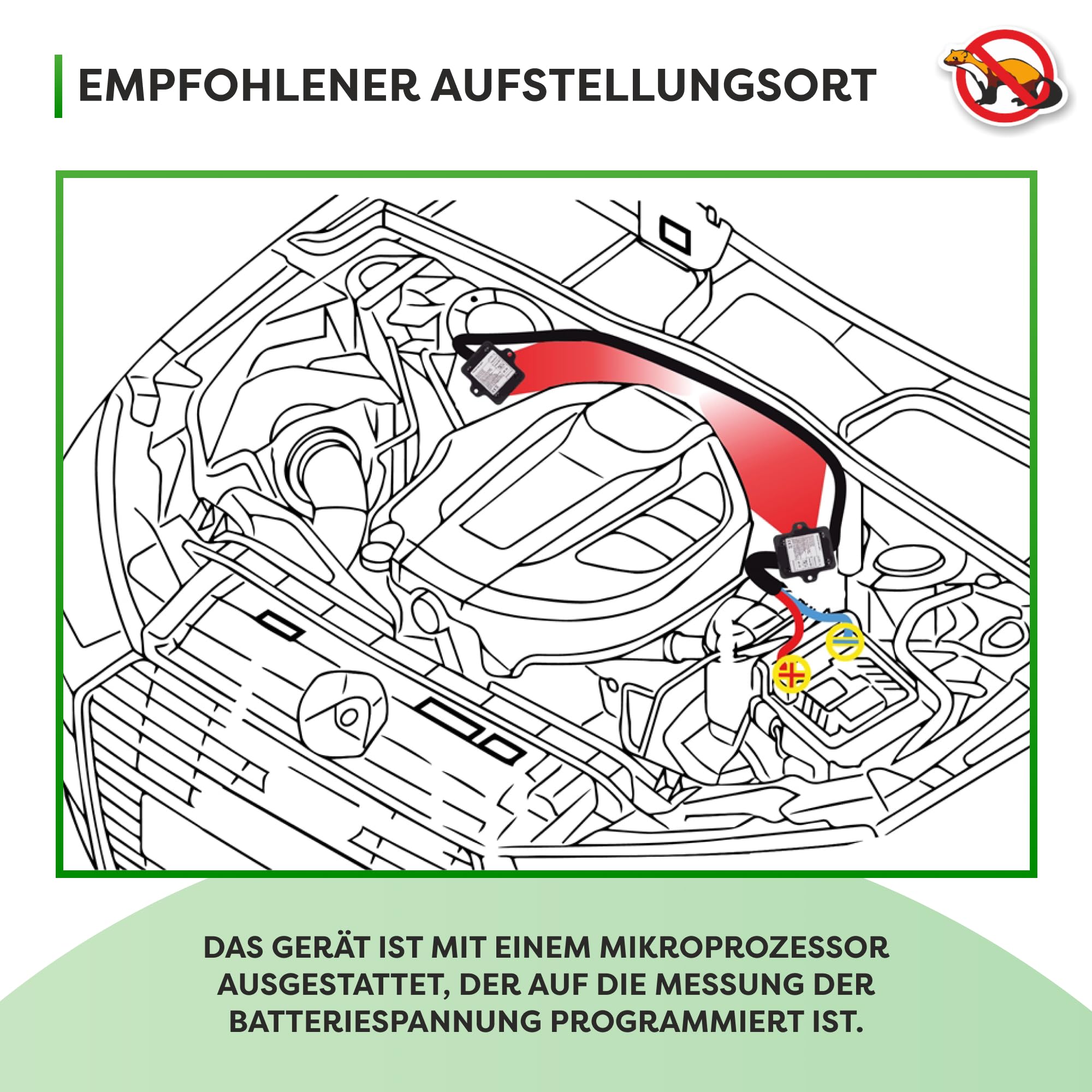 Ultraschall Fahrzeug Marderschreck 12V für HEV Hybrid Auto 2 Lautsprecher zweiseitig kein Gewöhnungseffekt (16–38 kHz) stromsparend einfache Motorraum Montage Tierfreundliche Marderabwehr