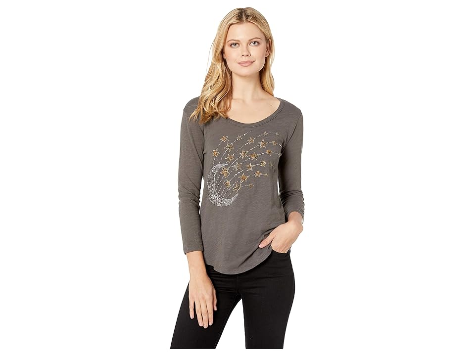 

Lucky Brand Stars and Moon Beaded Tee (Lucky Black) Women's T Shirt