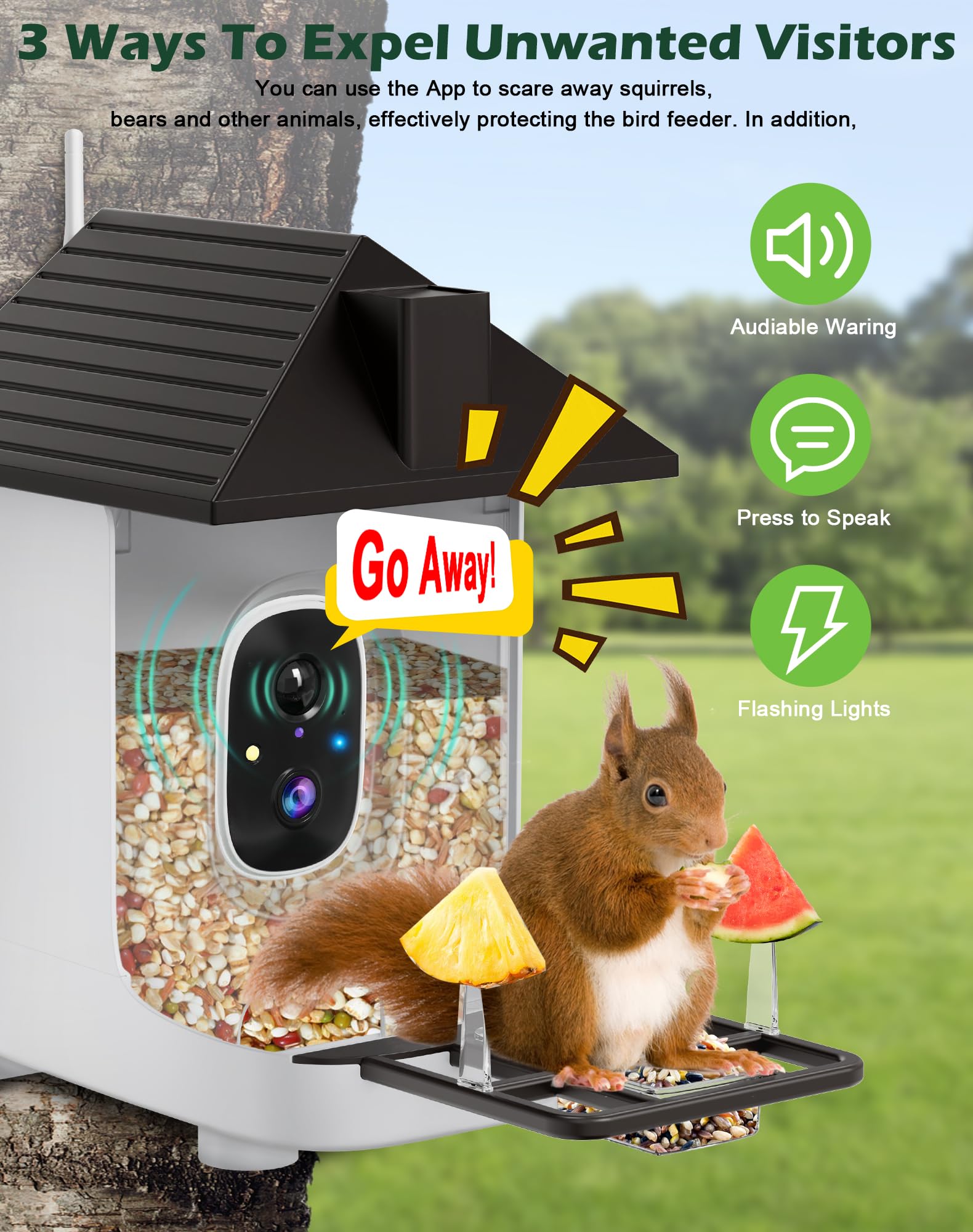 Smart Vogelfutterstation mit Kamera, 5200 mAh Akku mit Solarpanel, 2K native Auflösung Live-Ansicht, KI-Artenidentifizierung, automatische Erfassung und sofortige Ankunftswarnung, ideales Geschenk für