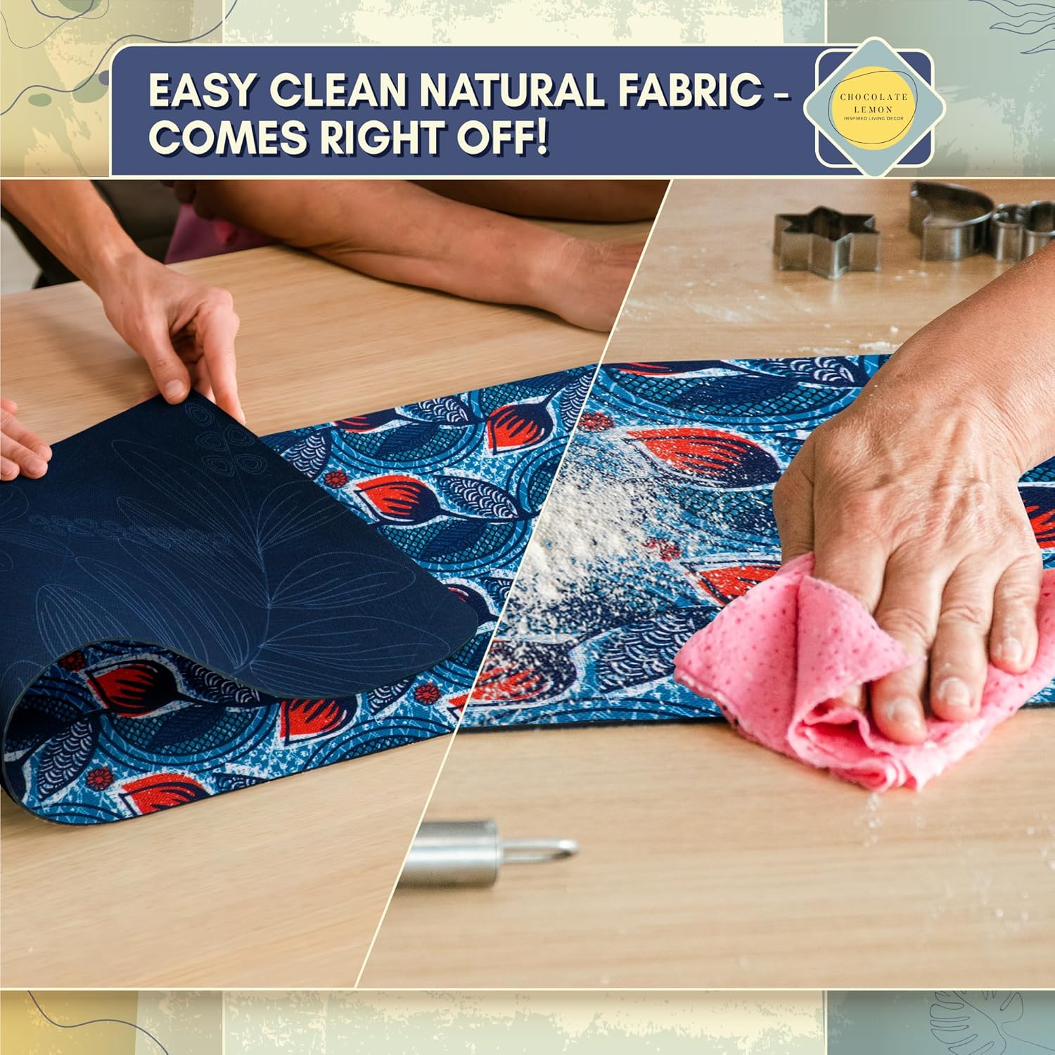 Trivet Table Runner - Heat Resistant 350F, Waterproof, Reversible for Hot Dishes, Plates & Pots (Tulip Garden 48 inch)