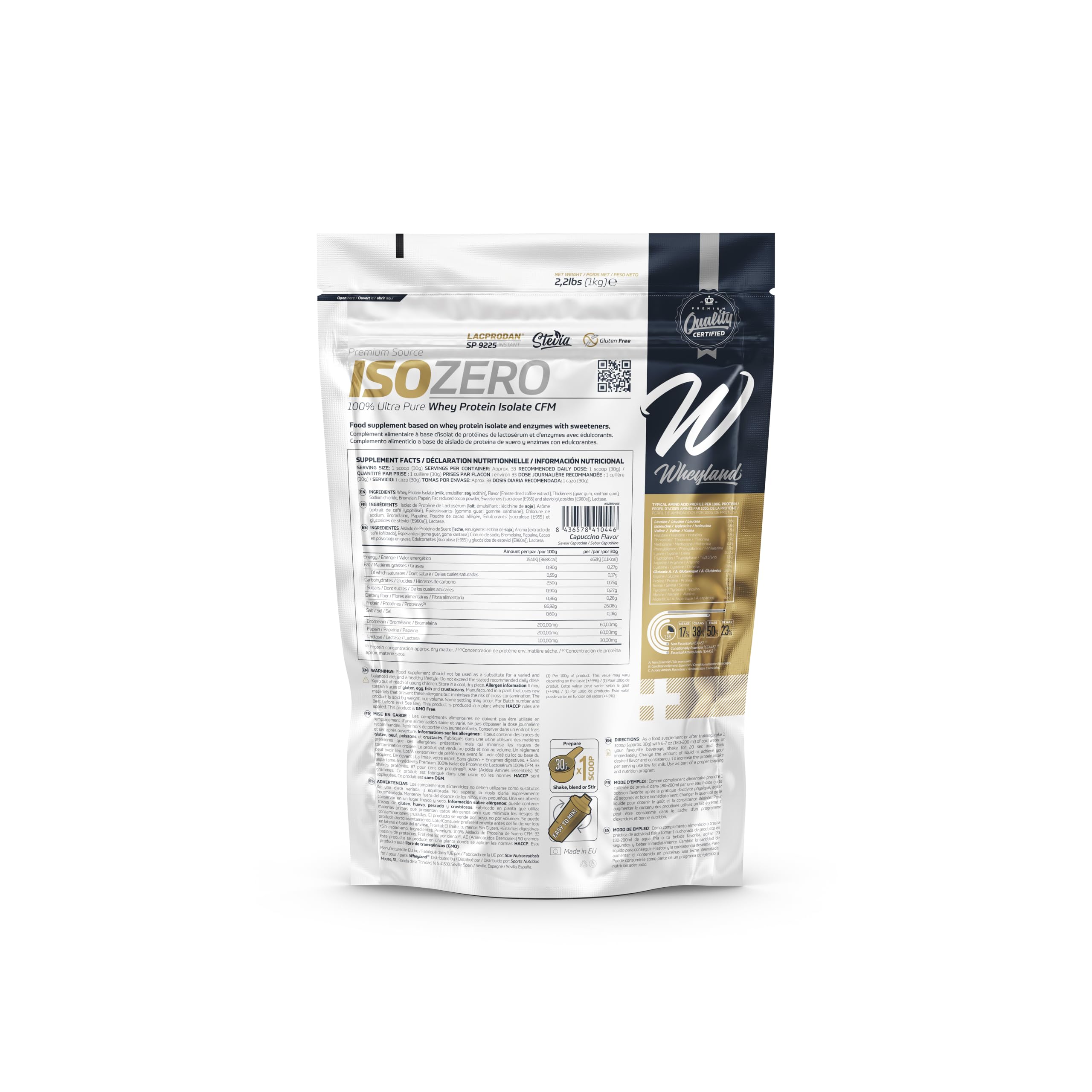 Isozero - 100% Ultra Pure Whey Protein Isolate CFM 1 Kg (Capuccino)