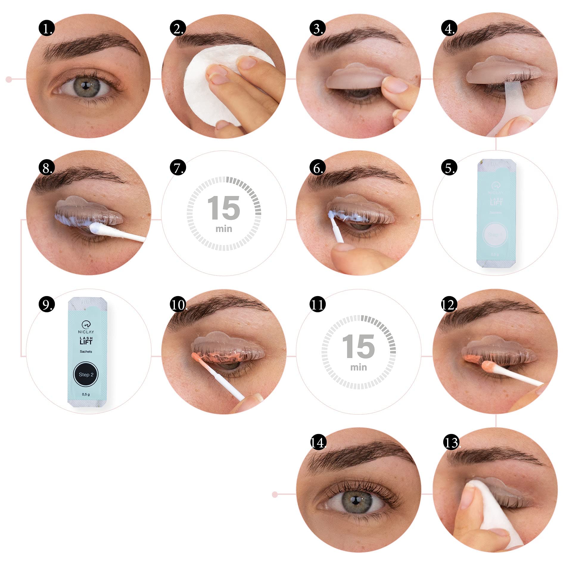 NICLAY Brow & Lash Lift Home Kit – Set lifting per ciglia e sopracciglia per casa, Lash & Brow Lift, lifting, laminazione, brows, sopracciglia e ciglia, set di laminazione per 1-2 applicazioni