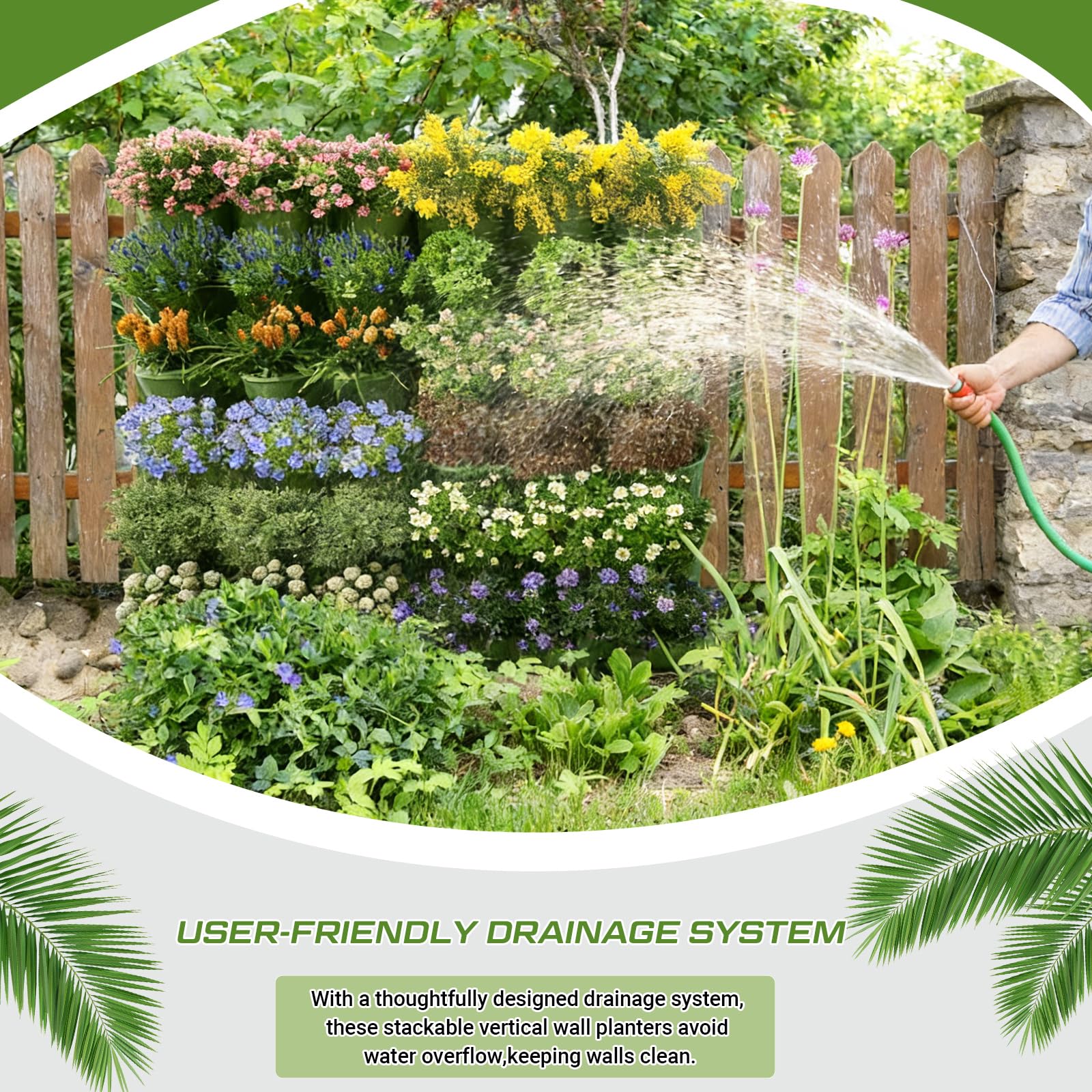 Briwooody 30 Set 60 Pocket Vertical Stackable Wall Planters Kit Outdoor Self Wat — product photo