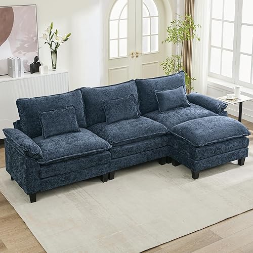 Miniatura 57 de URRED Cloud Couch - Sofá modular modular de 87 pulgadas, moderno sofá de asiento profundo en forma de L con otomana y almohadas, sofás de felpilla