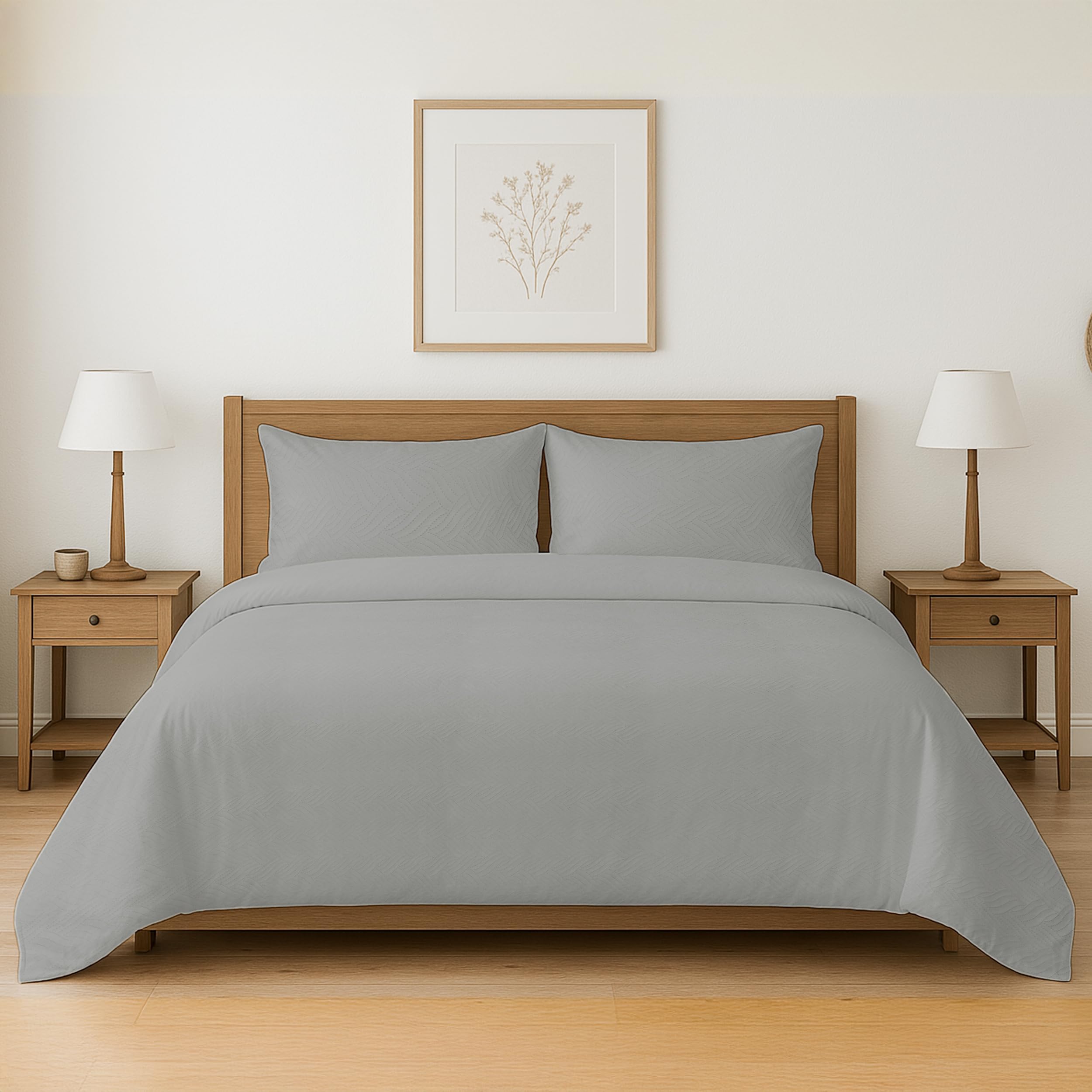 Colcha Boutis para Primavera y Verano Bicolor Reversible Liso de Color Beig + 2 Funda Cojin 50x70 cm - Colcha Ligera Fina Entretiempo (Cama 135, 220x260cm) — view 31