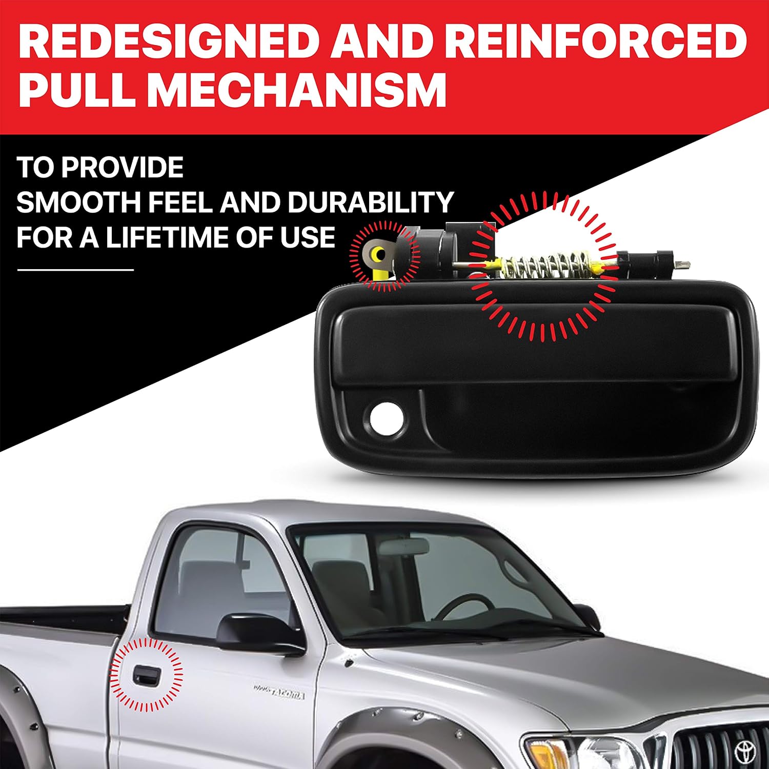 T1A Black Exterior Outside Front Right Passenger Side Door Handle Replacement for 1995-2004 Toyota Tacoma 69210-35020